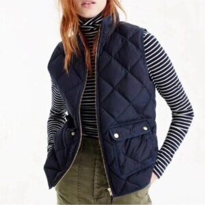 J. Crew Excursion Down Quilted Navy Vest Preppy Academia